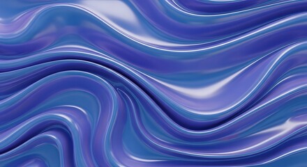 Abstract flowing waves of blue and purple with a glossy, metallic sheen.