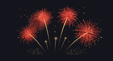 Red & Gold Chinese New Year Fireworks Burst