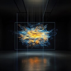 Abstract Particle Explosion in a Modern Interior