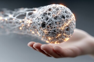 Abstract Sphere Held in Hand with Glowing Energy