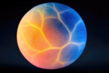 Abstract Sphere with Glowing Veins on Dark Background