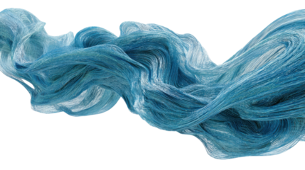 Abstract blue flowing lines creating a wavy, dynamic fabric texture, symbolizing movement, data, technology, and energy with transparent background