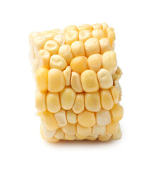 Piece of raw corn cob isolated on white