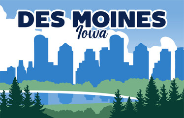 Fototapeta premium Des Moines Iowa with beautiful city views and beautiful skies