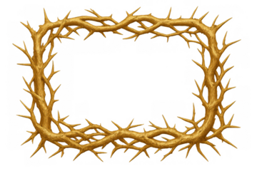 Crown of thorns frame forming a rectangular border, symbolizing christianity, easter, passion of christ, and sacrifice