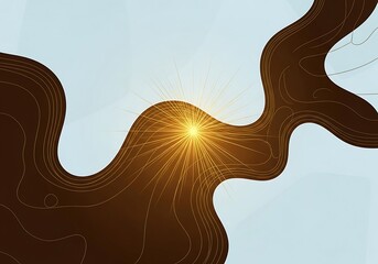 Ethereal Luminescence, A modern abstract design with radiating golden light