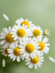Naklejka premium Delicate daisy blossoms against a serene green backdrop, floral beauty