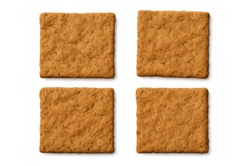 Square ginger cookies displaying natural texture, baked snack biscuits for food and dessert concepts, transparent background