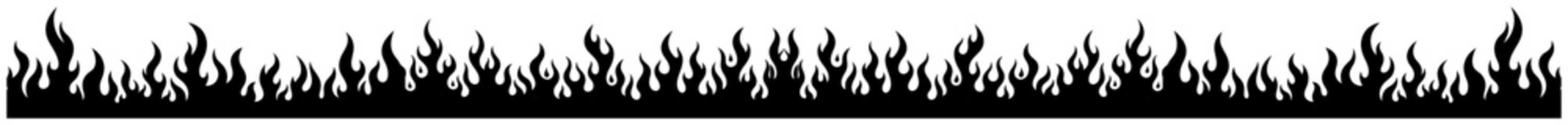 Black fire flames silhouette border vector illustration showing horizontal burning blaze pattern suitable for frame or divider © AnimalZOO