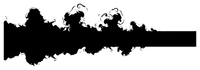 Abstract black smoke trail or ink splash vector silhouette illustration showing swirling cloud shapes and motion © AnimalZOO