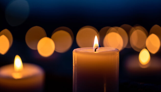 Warm glow of candlelight illuminating a serene dark setting, creating a peaceful and contemplative atmosphere perfect for reflection and calm moments, offering a sense of hope and tranquility - Powered by Adobe