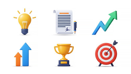 Business success and growth icons icon set collection