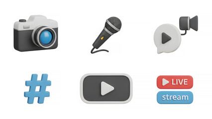 Social Media Live Streaming Icons icon set collection