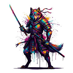 the wolf with a sword in a hand