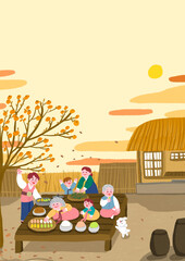 가을 추석 시골 명절 가족 휴가