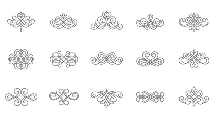 Elegant flourishes vector set with sophisticated vintage floral ornament collection and decorative