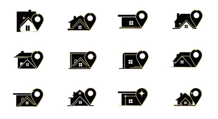 Modern Home Location Logo Set for Real Estate and Navigation Applications Design Set