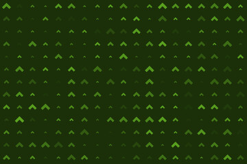 Abstract dark green background with a seamless pattern of varying light green chevron arrows pointing upwards, creating a modern digital texture.
