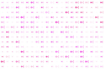 Abstract digital pattern of glowing purple and pink arrows moving left and right on a dark transparent background, representing data flow and technology.