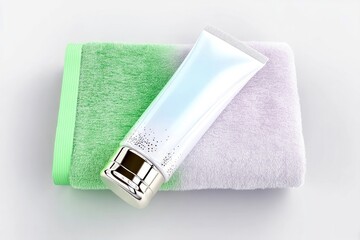 Cosmetic Cream Tube on Towels - Skincare Concept