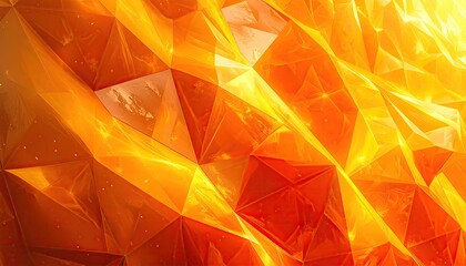 Geometric abstraction featuring warm orange tones and sharp, crystalline facets