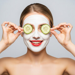Young beautiful woman with a facial mask