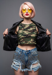 girl in a black dress