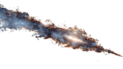 Milky way galaxy cosmic nebulae and stars forming an astral spiral structure on a transparent background