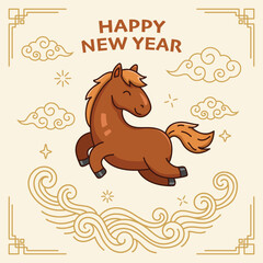 Happy Chinese New Year of the Horse 2026 Design