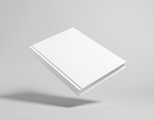 A blank book floating in mid-air against a simple gradient background, soft shadows below, modern and futuristic aesthetic, clean empty cover for customizable design.