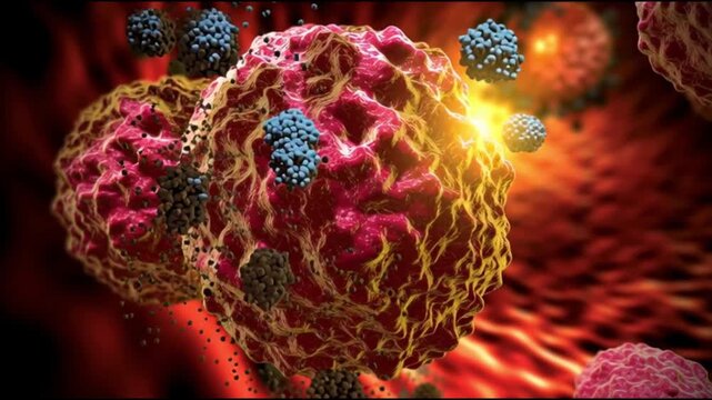 Hepatitis B infection. HBV. Liver inflammation. Liver damage. Jaundice. Illustration of hepatitis B virus interacting with liver cells.
