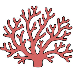 Obraz premium Stylized Red Coral Branch Silhouette Against Black Background Simple Organic Marine Life Form Illustration