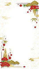 門松の白と金の上品なお正月セール、お年玉の和風背景画像