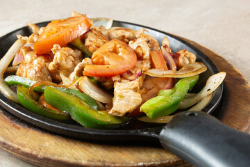 A view of chicken fajitas.