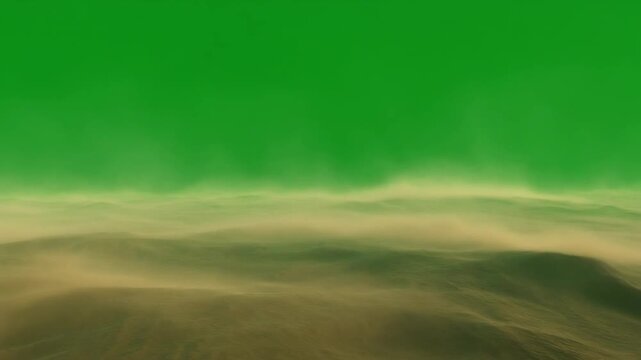 Dynamic Wind and Sand Particles Creating a Storm on Green Screen.