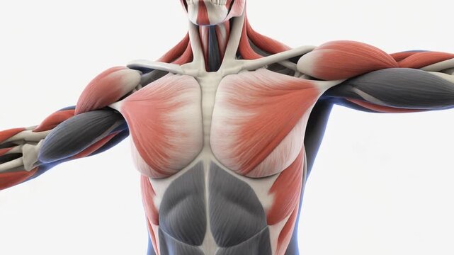 Detailed Anatomical Animation of the Human Upper Body Muscular System.
