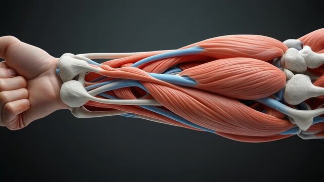 Detailed Anatomical Model of the Human Forearm Musculature and Bones.