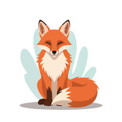 Obraz premium Illustration of a red fox sitting