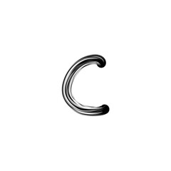 Chrome Reflective Lowercase Letter C on White