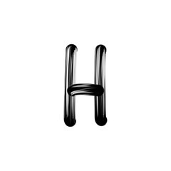 Glossy Black Tube Style Capital Letter H