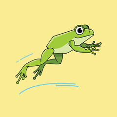 Cartoon Green Frog Jumping