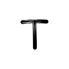 Black Liquid Glossy Capital Letter T on White