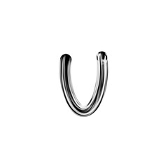 Glossy Metallic Tubular Lowercase Letter U
