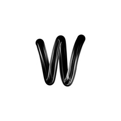 3D Glossy Black Lowercase Letter W