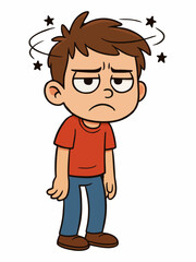 Obraz premium Cartoon illustration of a confused little boy