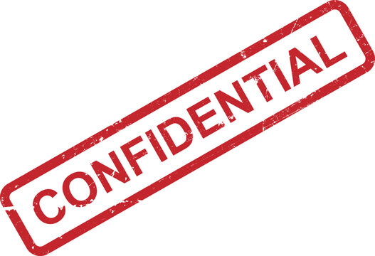 The angled rectangular red stamp boldly states the word confidential against a clean white backdrop