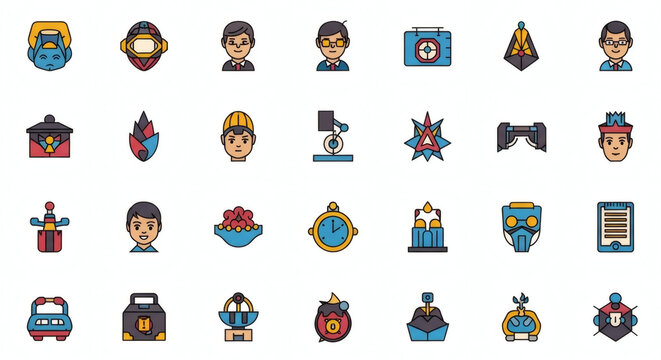 Versatile collection of charming pixel-art style vector icons, ideal for enhancing digital products, user interfaces, and graphic design projects with a modern aesthetic.