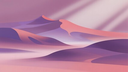 Abstract desert landscape with flowing sand dunes under soft purple and pink hues