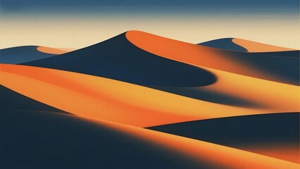 Sandy desert dunes under a gradient sky at twilight