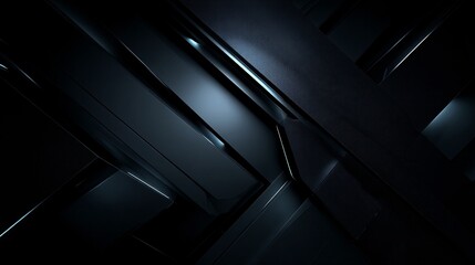 Abstract dark background with metallic textures and geometric shapes creating depth.